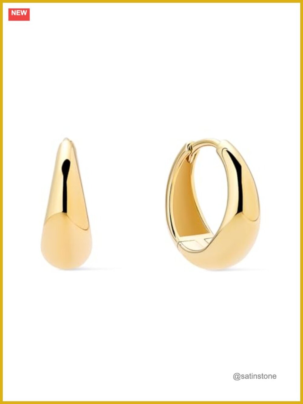 14K Gold Plated Hoop Earrings Hypoallergenic Hinged Medium Classic